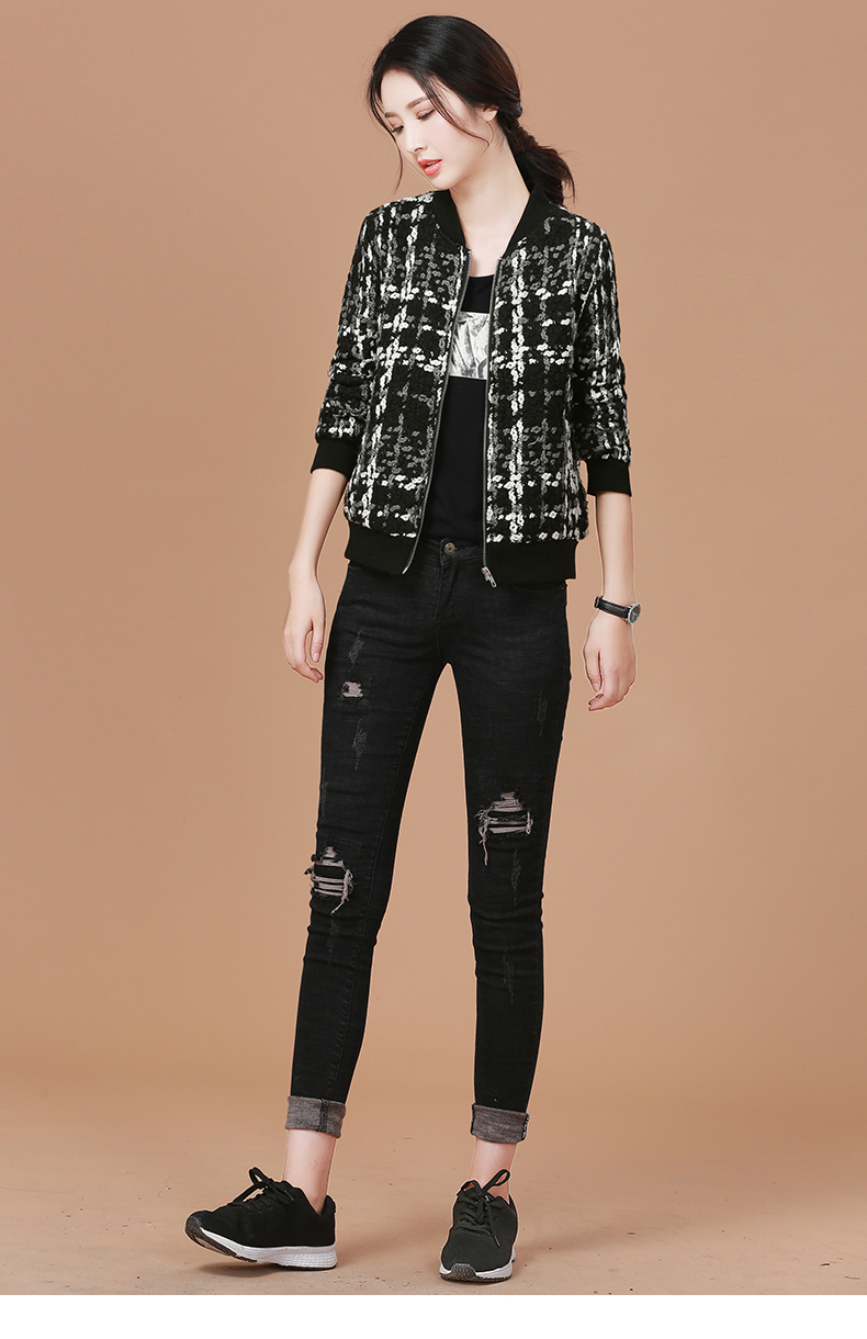 2018秋冬季新款韩版格子毛呢外套女短款宽松