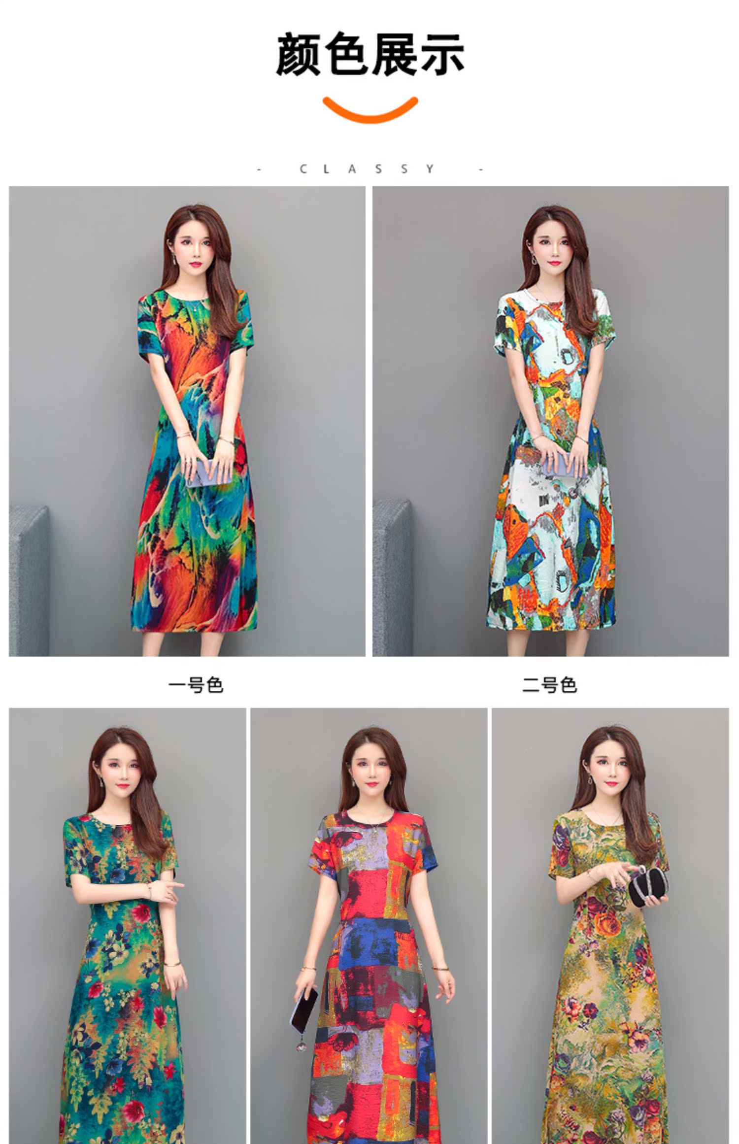 Mùa hè 2019 mới trung niên chất liệu cotton và vải lanh nữ dài trên đầu gối mẹ tải váy ngắn tay cỡ lớn họa tiết hoa - Quần áo của mẹ mẫu đầm trung niên đẹp nhất hiện nay