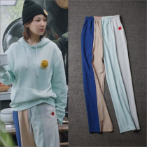 Star Poplar Yang Purple Tongan Clothes Acrossuit Matching Bangs Color Splicing Sports Pants Straight Barrel Casual Pants Children Summer Thin