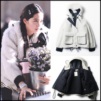 Star Ouyang Nana The same cotton clothes lamb wool coat female autumn winter 100 lap thickened short student Han version loose