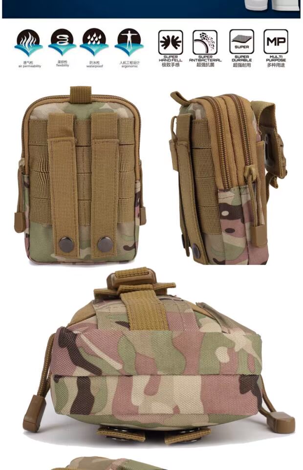 Thể thao ngoài trời molle túi chiến thuật nam 5,5 / 6 inch không thấm nước điện thoại di động túi đeo đai chạy túi túi 02 	túi đeo hông rằn ri