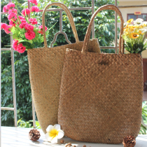 Seagrass bag handmade grass woven beach bag Bamboo crafts one shoulder tote bag ins wind net red shooting