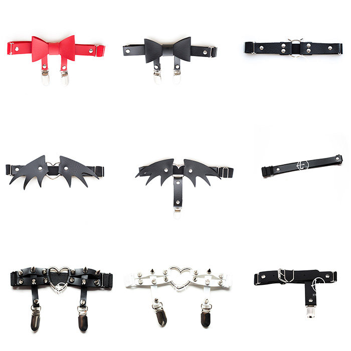 Hard sister PU leg ring jewelry Sexy garter Japanese Harajuku leg ring Female thigh ring chain performance leg band strap