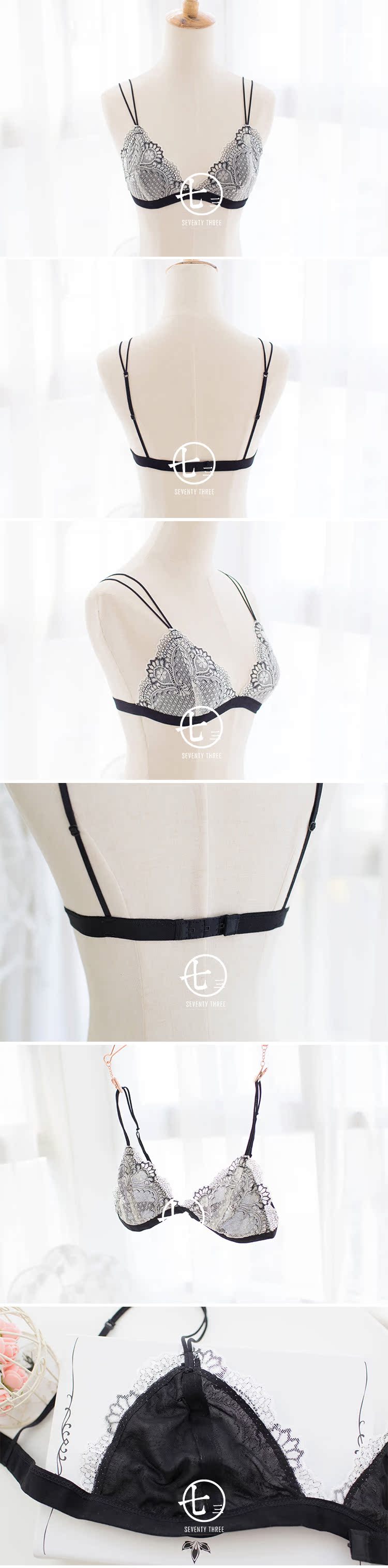 1 piece siêu mỏng Pháp ren tam giác cup mà không cần vòng thép bra strap bikini đồ lót