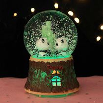JE ROU Panda Bamboo Crystal Ball Music Box Christmas Snowflake Music Box Birthday Gift Girlfriends Gifts