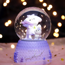 JE ROU creative lavender rabbit crystal ball Christmas snow Music Box Thanksgiving gift small
