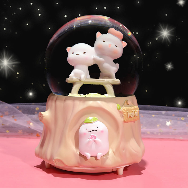 Cat automatically snowflake crystal ball music box boudoir bestie Christmas graduation student day gift Christmas Eve gift