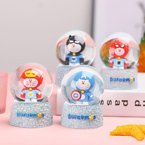 Mini blue fat jingle cat glass luminous crystal ball ornaments Christmas gift birthday girl girlfriend graduation