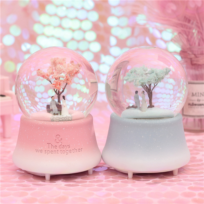 Creative Cherry Blossom tree Water crystal Ball Music Box Eight soundbox girlfriends Birthday Gifts Girls Christmas Gifts Meaningful
