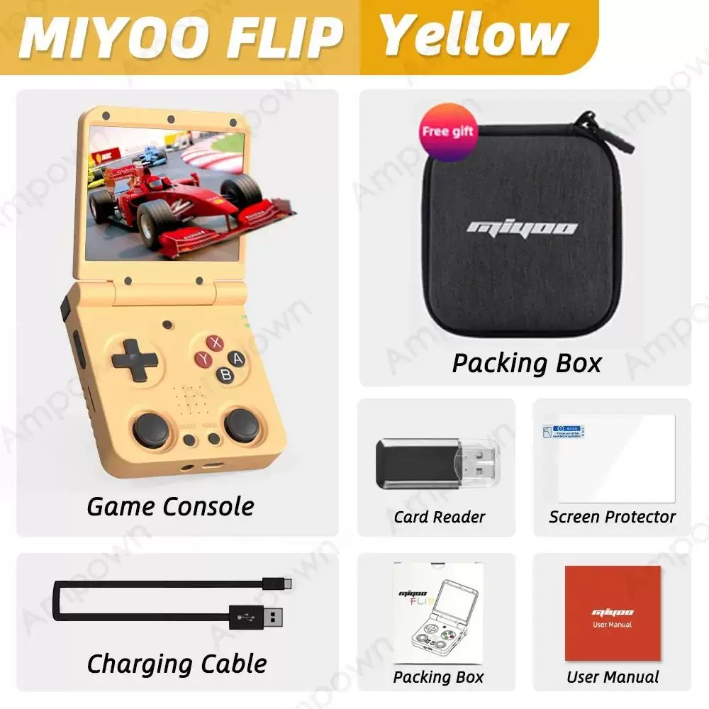 Карманная игровая приставка MIYOO FLIP V2 с 3.5' IPS экраном, Linux S