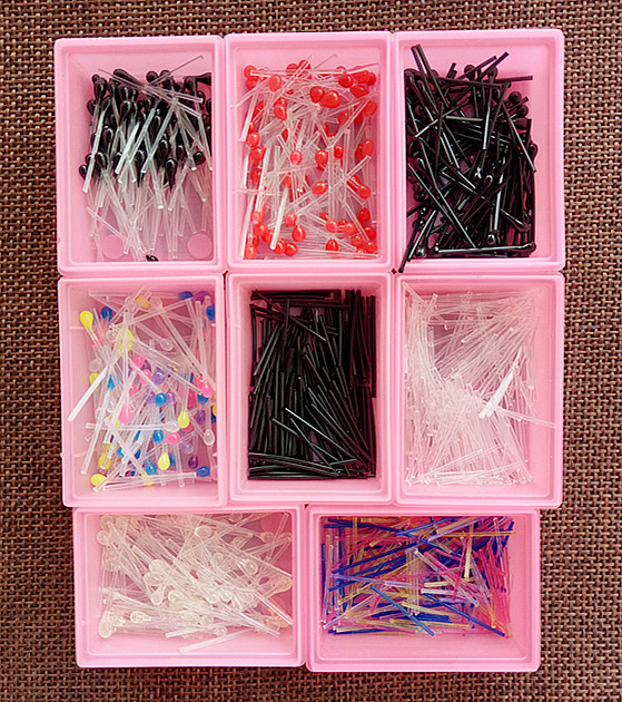 Transparent disinfection stick anti-allergic ear nail ear stick match head anti-inflammatory stick plastic needle glue needle simple ear stick boxed female