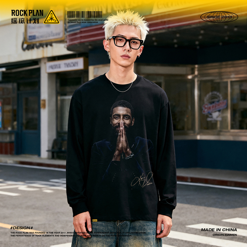 Rock Star Irving Praying Gesture American Retro T-Shirt Men's Campus Sports Casual Breathable Summer