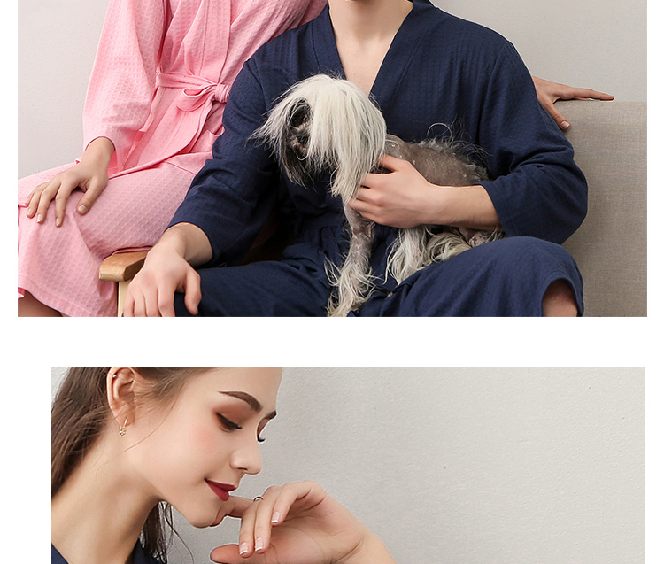 Mùa hè phần mỏng waffle áo choàng tắm nữ mùa hè thấm khô nhanh áo choàng tắm XL robes couple đồ ngủ nữ nam mùa hè áo choàng lụa dài tay cho nam