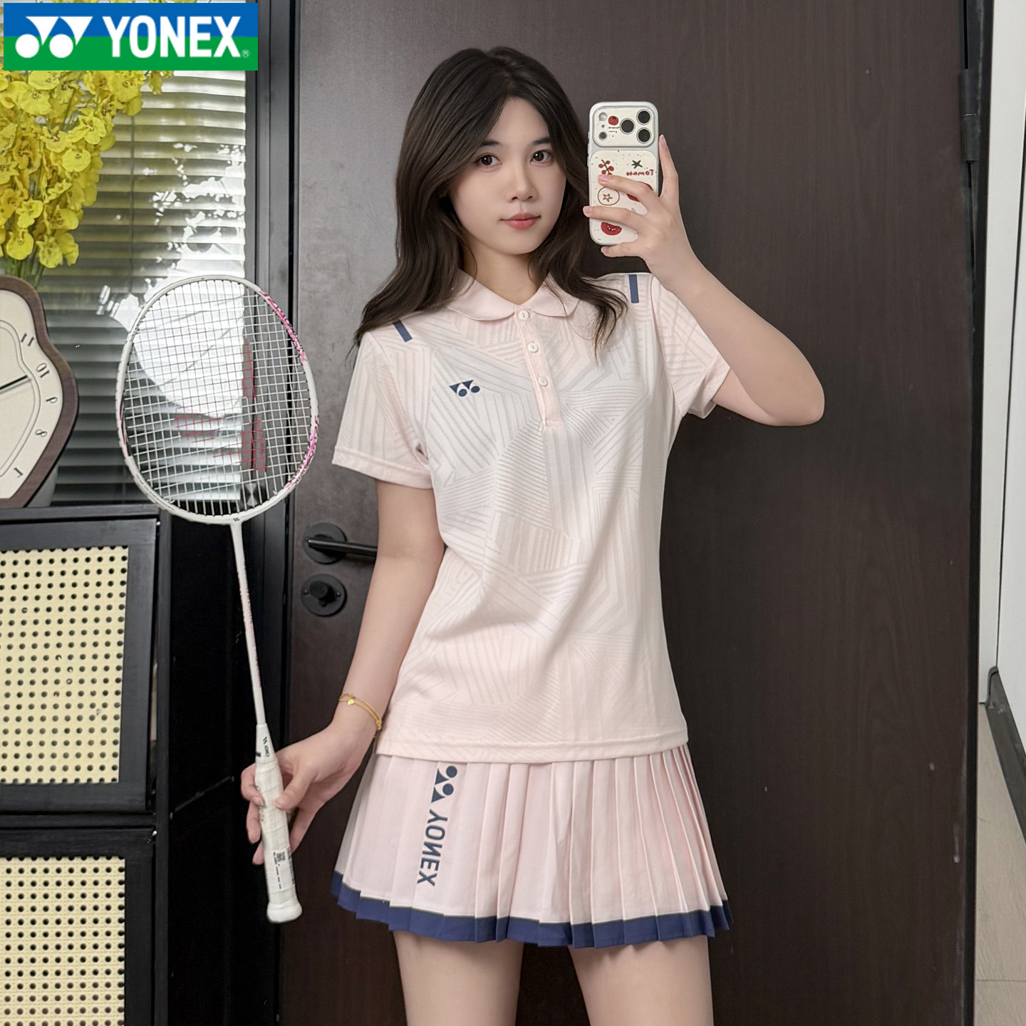 YONEX尤尼克斯高颜值羽毛球服套装女款polo衫短袖速干上衣215115
