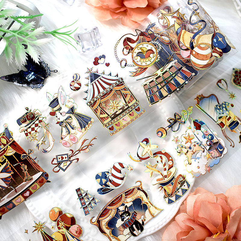 Original Journal Tape with Vintage Characters, Handmade Collage Scenery DIY Decoration Material, Full Roll Pet/Washi Paper