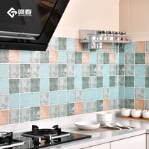 Kitchen anti-oil sticker waterproof wall with self-adhesive high temperature resistant hearth with bathroom toilet tile glued cupboard wallpaper