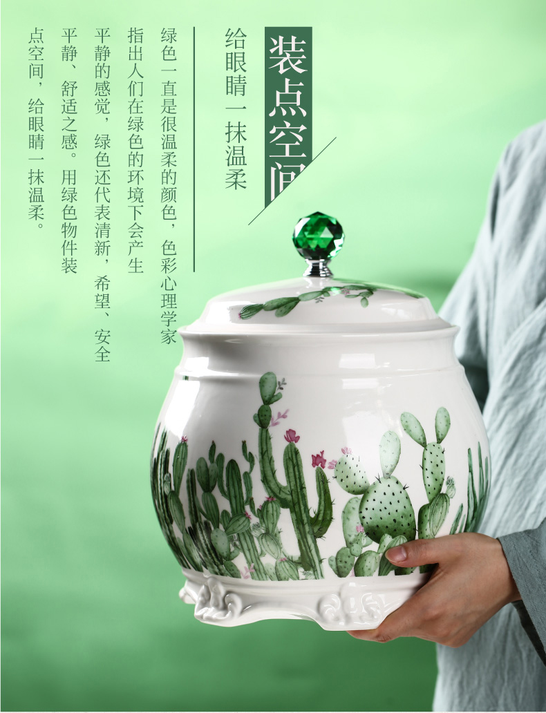 Jingdezhen ceramic barrel meter box ricer box 7 kg15 jin northern wind moistureproof insect - resistant sealed tank flour home