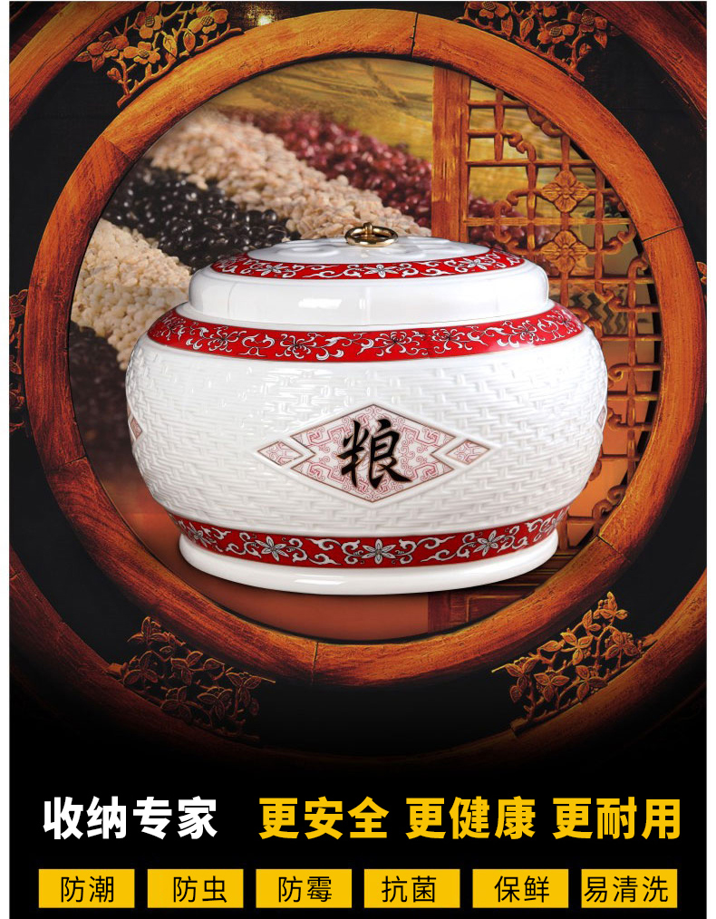 Jingdezhen ceramic barrel ricer box store meter box 10 kg sealed insect - resistant moistureproof with cover to ricer box flour cylinder household