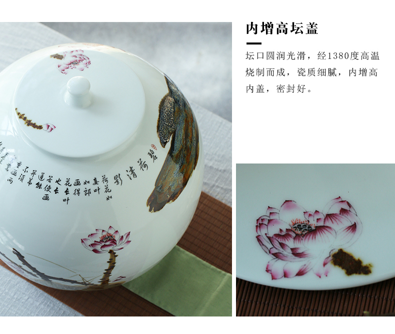 Hand - made jingdezhen ceramic barrel ricer 40 kg box pack household moistureproof cylinder cylinder tank storage rice jar with cover