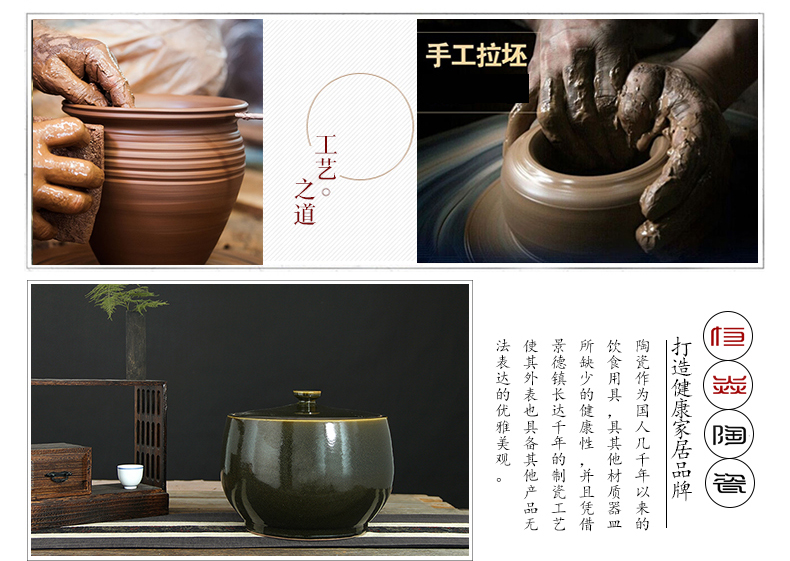 Jingdezhen ceramic glaze barrel at the end of the tea bucket cylinder 10 jins 20 jins 40 kg manual tea urn storage tanks