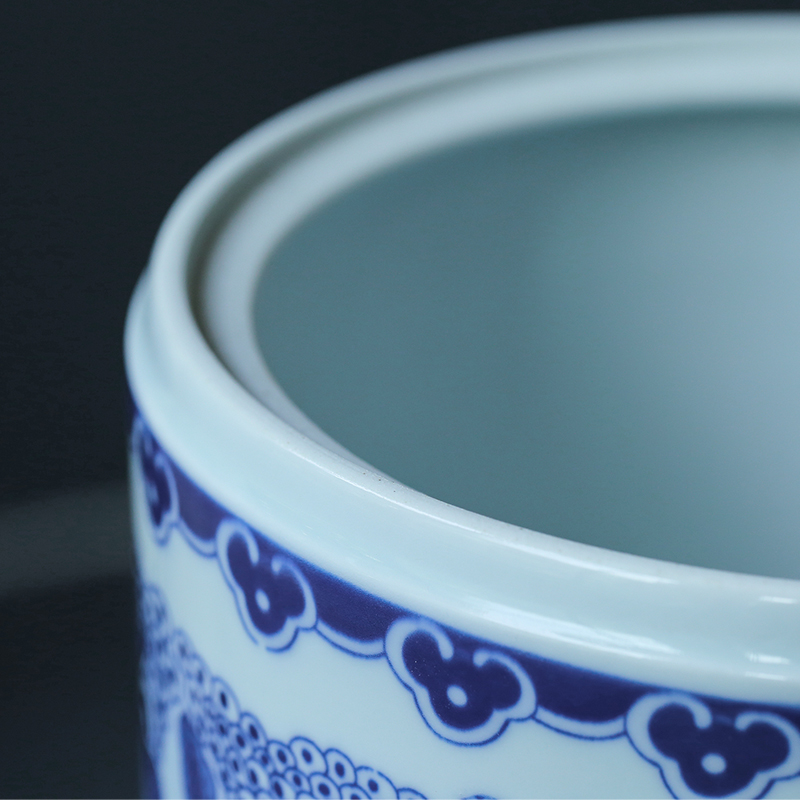 Barrel ricer box home furnishing articles large blue and white porcelain is jingdezhen ceramics caddy fixings' s seven cake store POTS