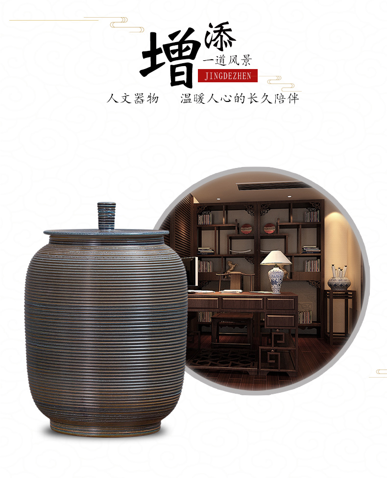 Ceramic barrel ricer 30 kg to 15 kg box with cover art tank barrel can save m barrels of jingdezhen tea urn