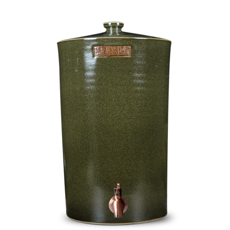 Ceramic jars cylinder tank it 50 kg 100 jins of the big bucket of jingdezhen tea at the end of the cylinder with the tap