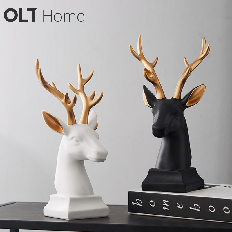 Nordic Deer Head Swing Piece Living Room Wine Cabinet Decorations Home Wedding House Genguan Furnishing Brief Creative Home Soft Clothing