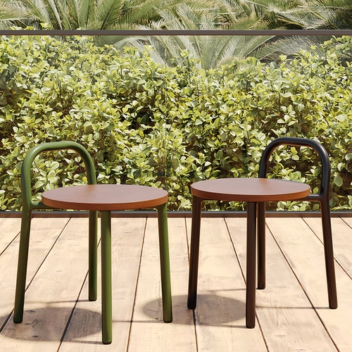 Nordic Iron Art Маленький круглый стул современный легкий роскошный складывание открытого двора балконы сад сад твердый дерево повседневная скамейка