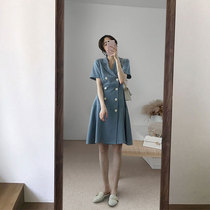 Large size womens clothing 2021 autumn fat sister mm French super fairy age reduction skirt high waist waist thin dress