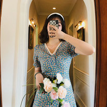 Meet home plus size womens summer new daisy dress fat mm thin cover meat foreign Chiffon floral skirt