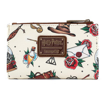 United States Warner Genuine Harry Potter Around Hogwarts printed leather ladies double-fold wallet card bag