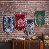 PBteen joint name Harry Potter surrounding Gryffindor Slytherin Ravenclaw Crow badge hanging flag