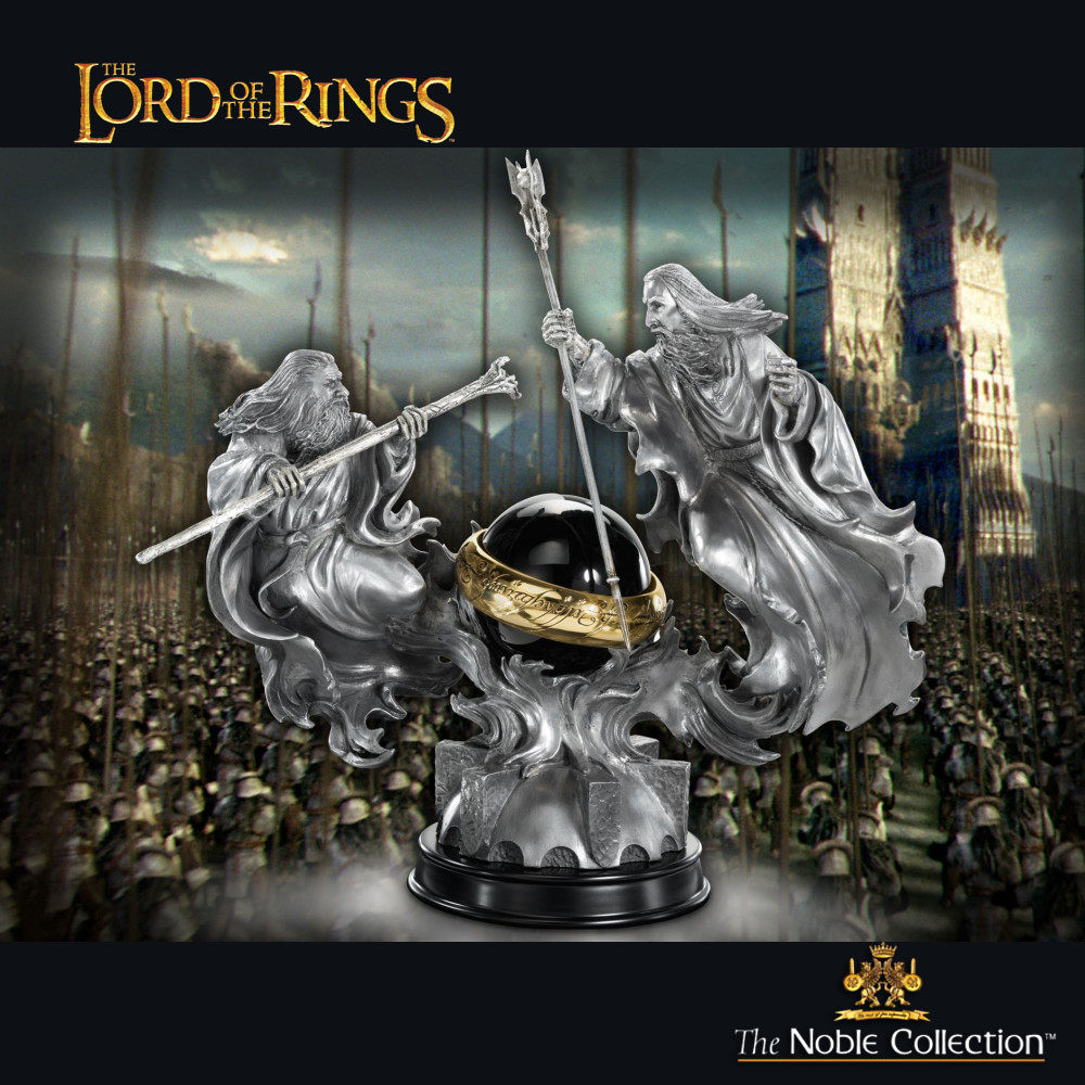 A statue of the Lord of the Rings surrounding the Warring Gandolph Battle of the Saluman Wizards