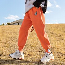 2022 New Boy and Girl Boy Pants Casual Orange Sweater Fashion Childrens Sports Pants Bending Pants Tide