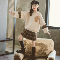 Girl Spring and Autumn JK Set Kids Han Edition Ware Plate Short Dress Two Pieces of Tide Baby College Wind Chung Fashion