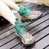 Martens, этнические летние двухцветные босоножки, короткие сапоги, из натуральной кожи, изысканный стиль