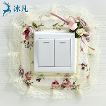  Switch protective cover Fabric lace double switch stickers wall stickers creative living room bedroom light socket decoration simple and modern