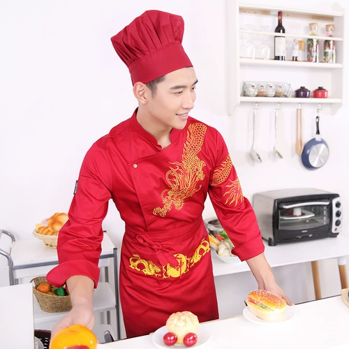 Одежда шеф -повара с длинным рукавом осень и зимняя одежда гостиница кухня униформа вышивка вышива