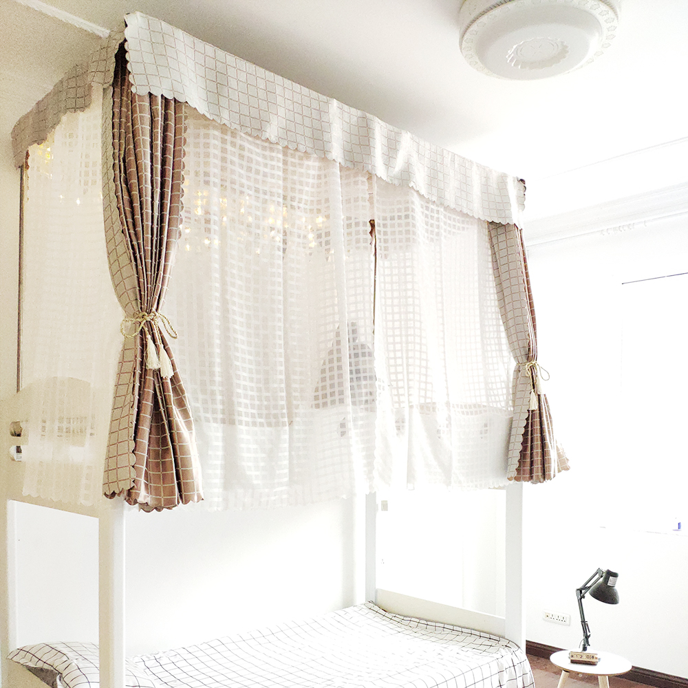 màu lightSlateGray rèm cửa lưới mẫu màn hai mặt Retro Đại giường chàng trai và cô gái ký túc xá Ký túc xá giường Mantle - Bed Skirts & Valances rèm treo giường