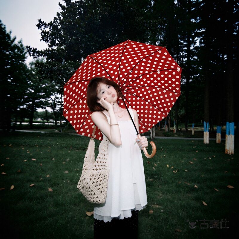 Capture the Whole Summer! Red Polka Dot Umbrella, Retro Polka Dot Red, Enlarged and Widened, Dual-Use for Sun and Rain, Photo Prop