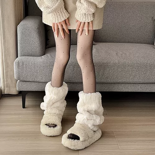 Бархатные удерживающие тепло гетры, демисезонные белые носки, утепленные высокие сапоги