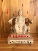 Wooden statue Miao Ying Xian Fei Lady Zun Wang Camphor wood carved a foot off the foot three total height of 40 cm