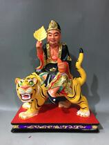 Wood carving riding Tiger Ji Gong Ji Gong Living Buddha Daoji Master incense Camphor wood carving statue custom-made 30 cm