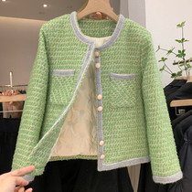 Splicing White Duck Suede Liner Small Scent Wind Jacket Woman Thickening 2021 Winter New Body Display Slim Down Clothing Blouse