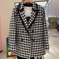 Thousand bird grid Blazer Blazer womens long 2021 spring new loose slim casual plaid suit jacket