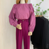 Fashion Suit Woman Little Guy 2022 Spring Workout Slim Foam Sleeve Shirt West Dress Pants Two Sets