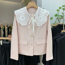Lace Doll Collar Jacket Woman Little Guy 2022 Spring New Body Slim Fit Slim Fit Small Fragrant Wind Blouse