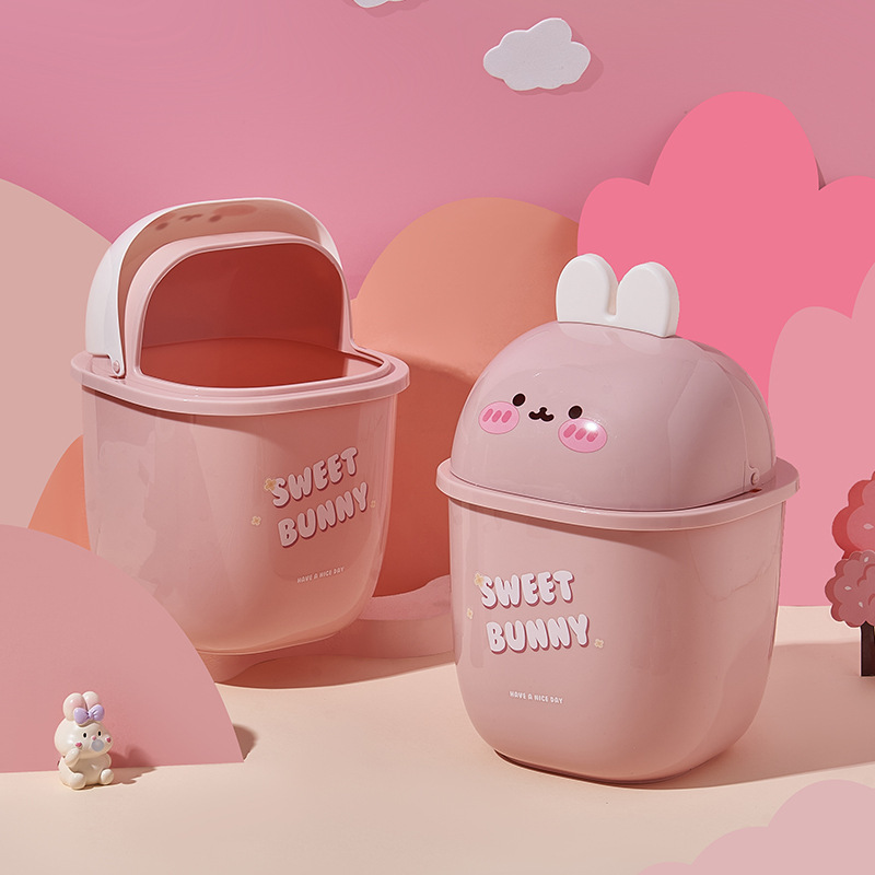 Desktop Trash Can for Home Use, Mini Small Size, Cartoon Cute with Lid, Trash Bin for Dormitory Bedroom, Storage Bin Desktop Trash Can for Home Use, Mini Small Size, Cartoon Cute with Lid, Trash Bin for Dormitory Bedroom, Storage Bin