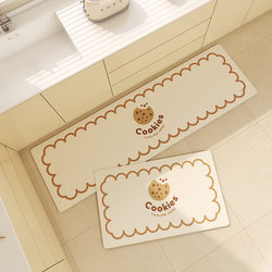 Kitchen floor mats are non-slip and oil-proof, wipeable and wash-free leather floor mats, waterproof and absorbent mats, cartoon carpets, L-shaped floor mats